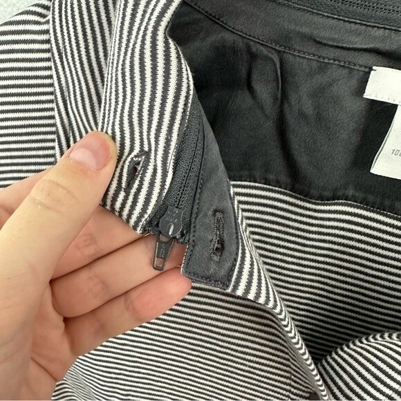 Joan Vass Grey & White Stripe Button-Up Mini Tunic Dress Size 2 - Picture 11 of 16